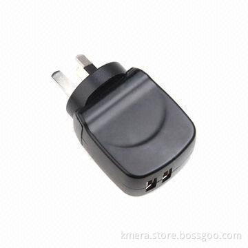 PAD Chargers with 2 USB and Exchangeable Australia Plugs, 5V Output Voltage,Curent 3A Max.